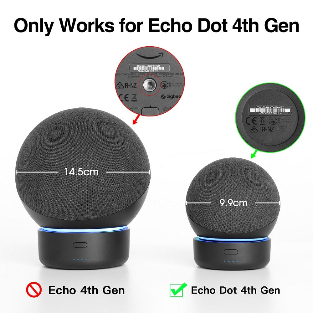 Battery Base Charger Portable For Alexa Echo Dot 4