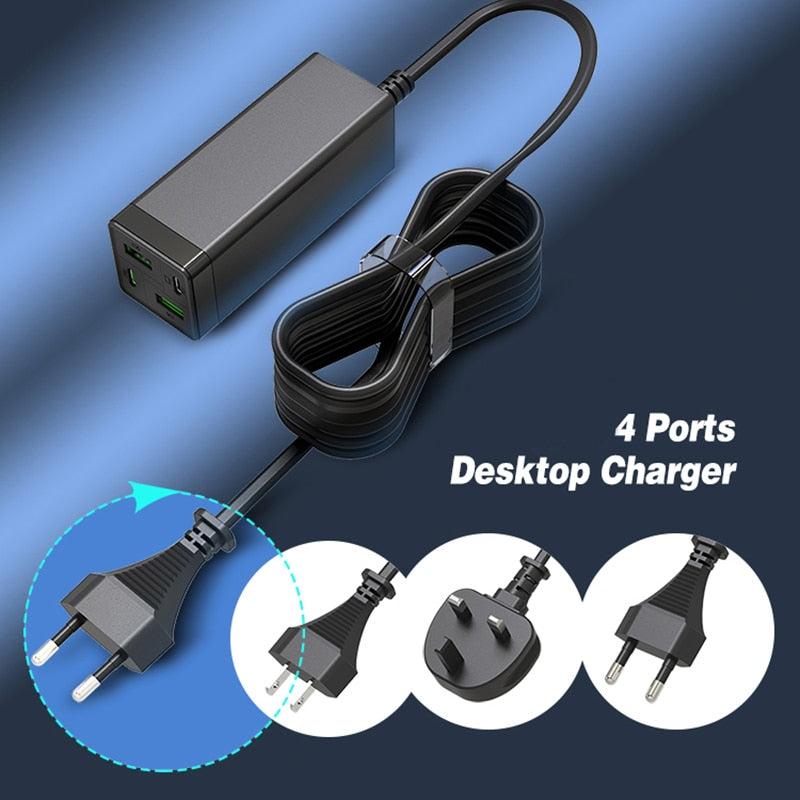 Charger GaN 4-Port 85W USB C Power Adapter PD 65W PPS 45W 20W QC3.0 Fast Charging Charger For Xiaomi Samsung iPhone 13 MacBook Pro