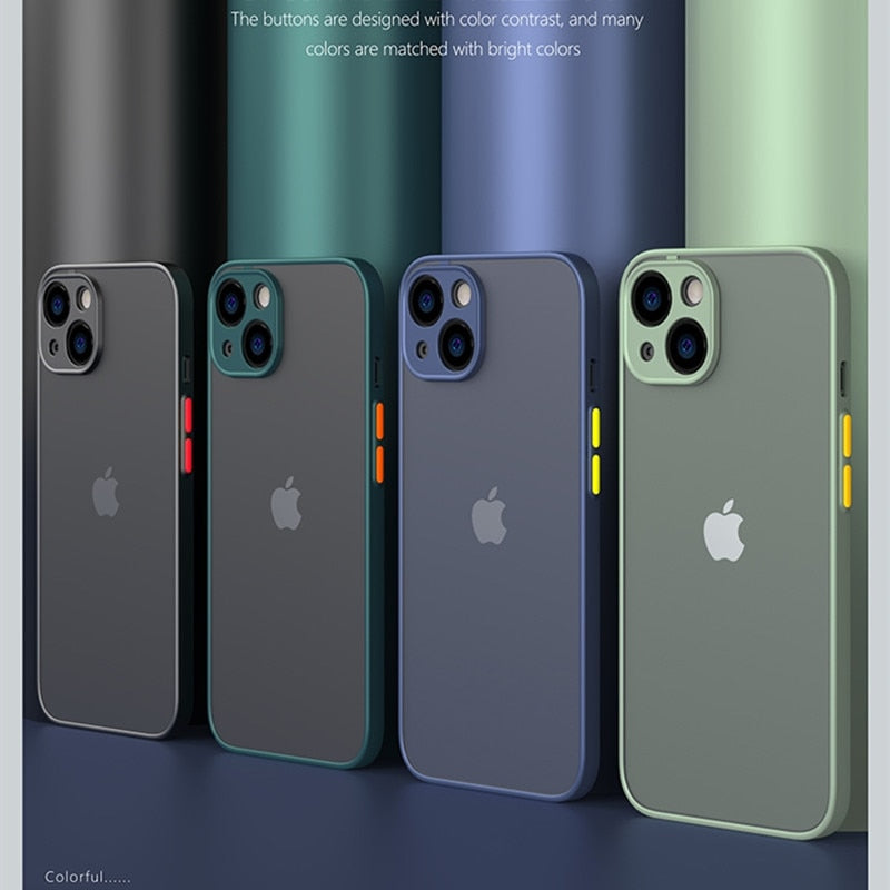 Phone Case Armor Matte Case For iPhone 13 14 12 11 Pro MaxPhone Case Shockproof Silicone Bumper