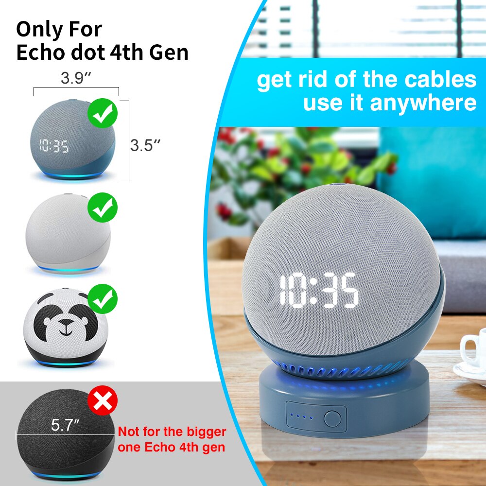 Battery Base Charger Portable For Alexa Echo Dot 4