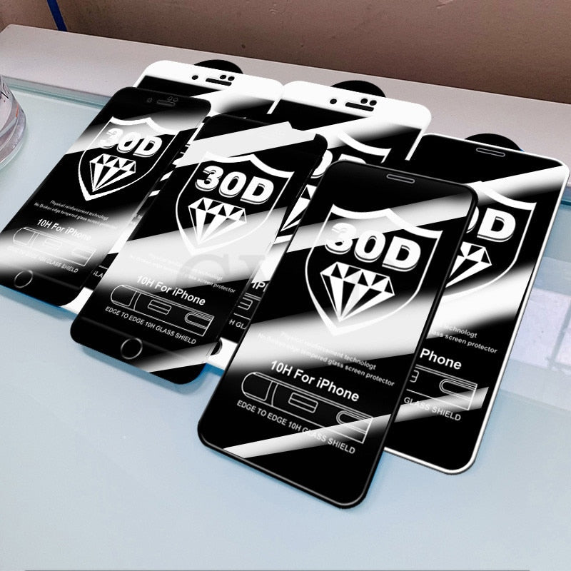 Screen Protector 30D Full Cover Tempered Glass on For iPhone 11 12 13 14 Pro Max