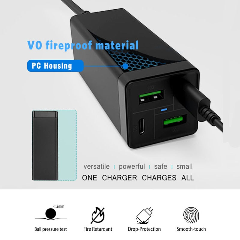 Charger GaN 4-Port 85W USB C Power Adapter PD 65W PPS 45W 20W QC3.0 Fast Charging Charger For Xiaomi Samsung iPhone 13 MacBook Pro