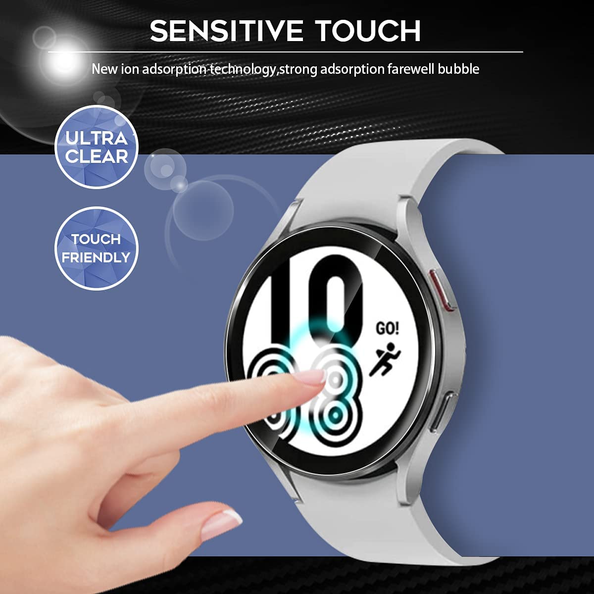 Screen Protector Tempered Glass for Samsung Galaxy Watch 5 Pro/5/4 40mm, 44mm