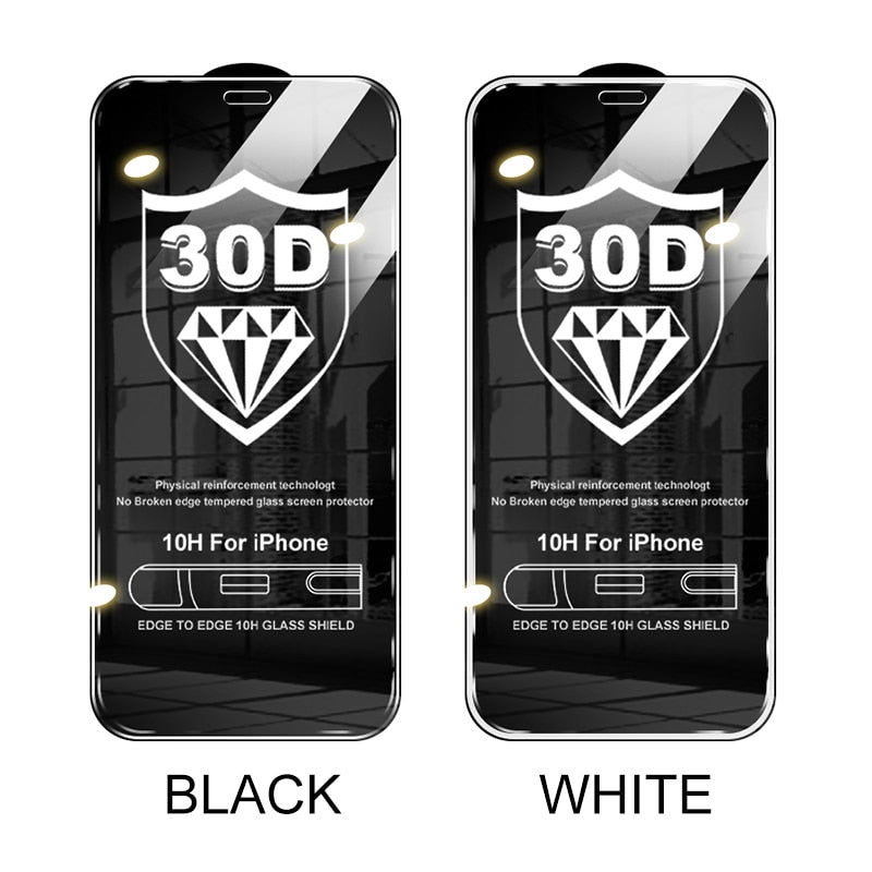 Screen Protectors 30D Full Cover Tempered Glass Film For iPhone 11 12 13 14 Plus Mini Pro Max