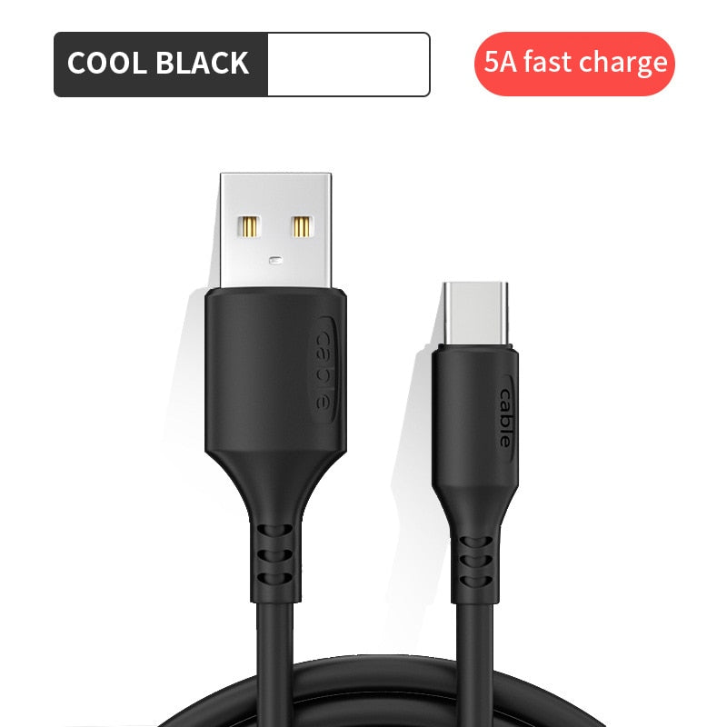 Cable Charger USB-A Type-C 5A Fast Charging For Samsung Xiaomi Smart Phone