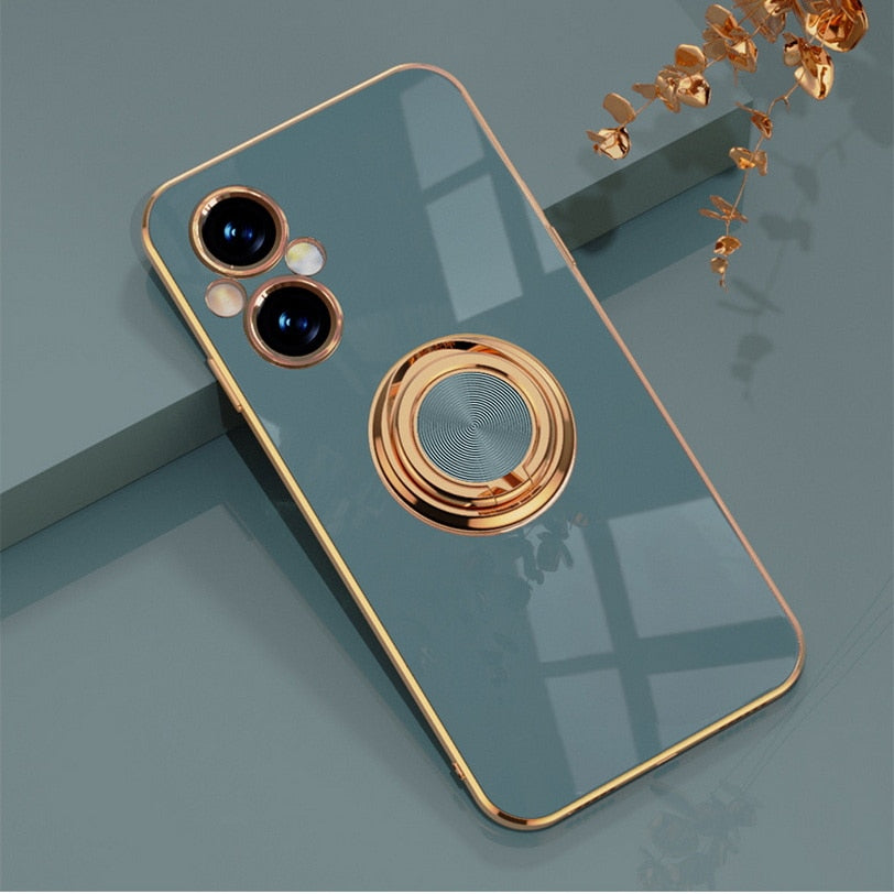 Phone Case For Oppo Find X5 Pro X5 Lite X3 Pro Silicone Car Holder Plating Cover For Oppo A96