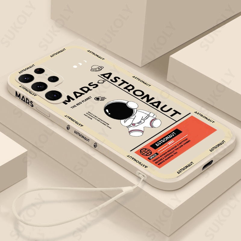 Phone Case Astronaut Hand Lanyard For Samsung Galaxy S20 FE S21 FE S22 Ultra S23 Plus Silicon