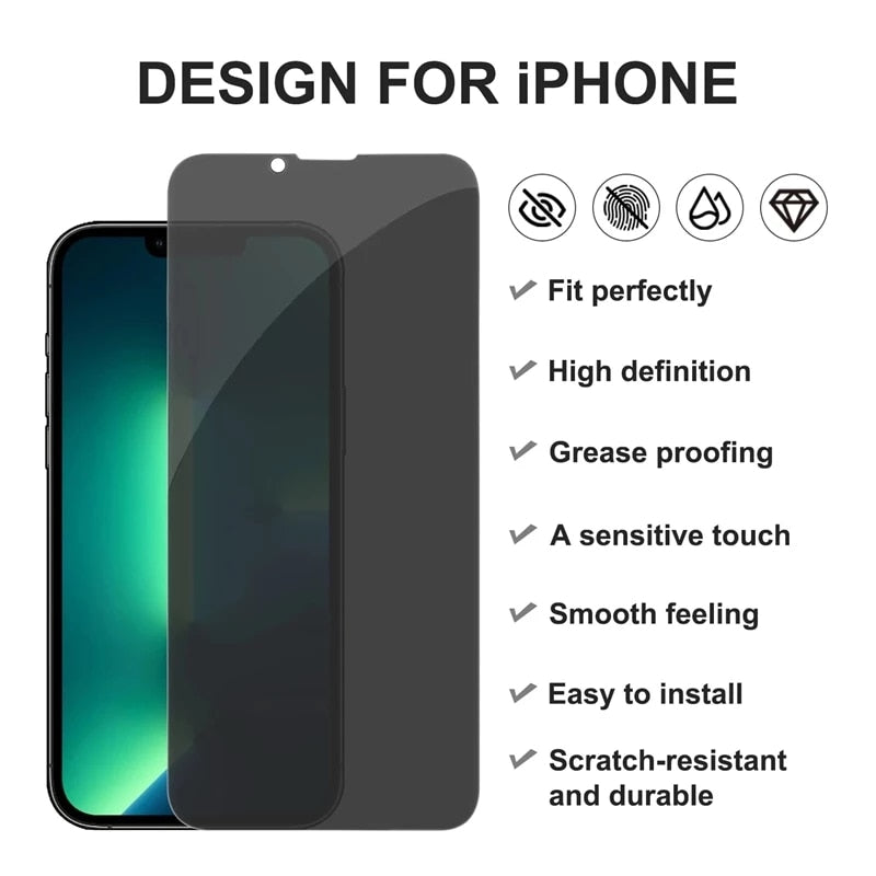 Screen Protector Anti-spy Glass for iPhone 13 12 Pro Max Mini Plus Full Cover Privacy