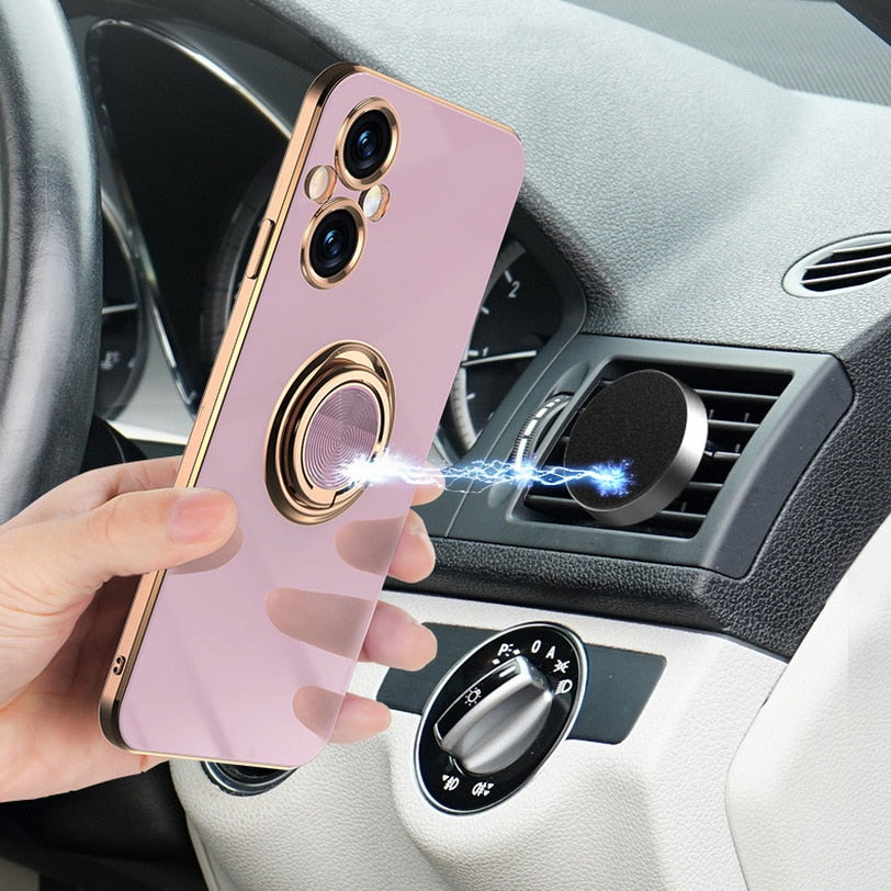 Phone Case For Oppo Find X5 Pro X5 Lite X3 Pro Silicone Car Holder Plating Cover For Oppo A96