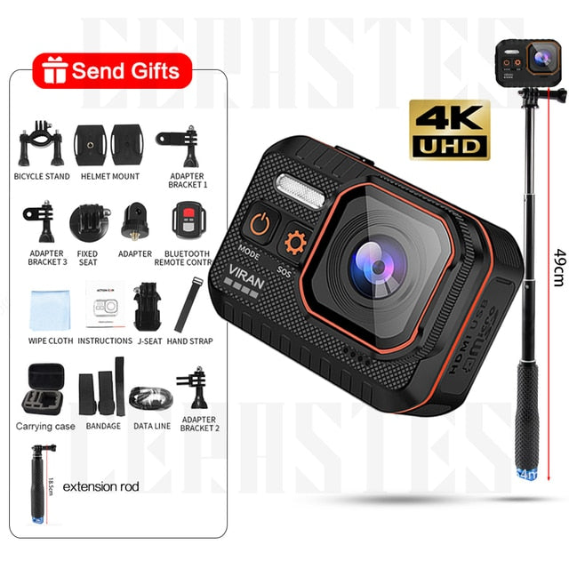 Action and Sport Camera 4K With Remote Control