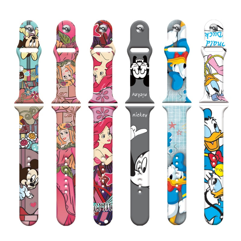 Smart watch strap Disney Mickey Minnie For Apple Watch Series 1 2 3 4 5 6 7 38mm, 40mm, 41mm 42mm, 44mm, 45mm