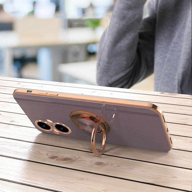Phone Case For Oppo Find X5 Pro X5 Lite X3 Pro Silicone Car Holder Plating Cover For Oppo A96