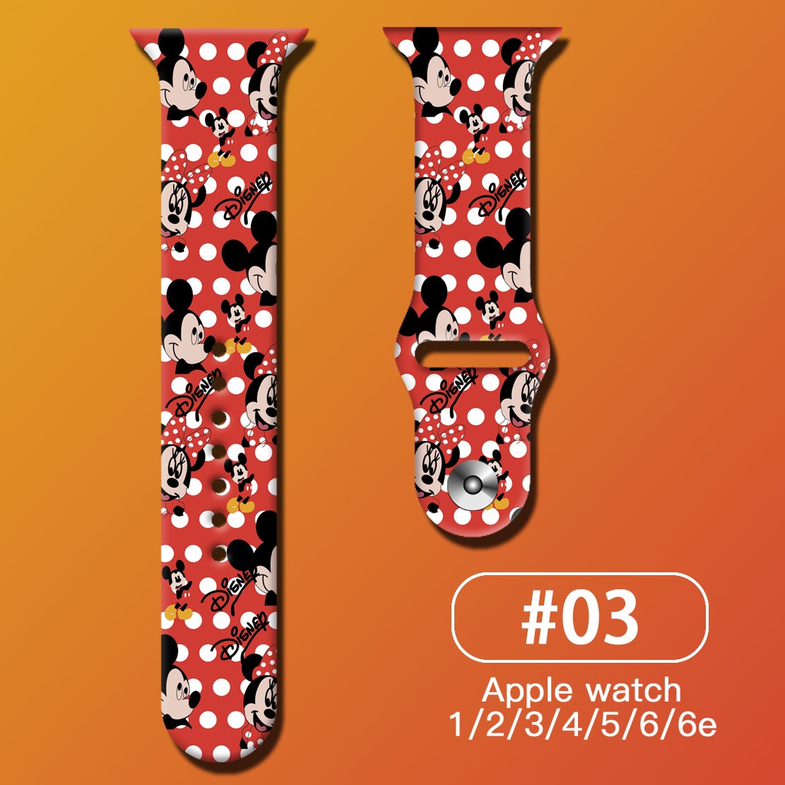 Smart watch strap Disney Mickey Minnie For Apple Watch Series 1 2 3 4 5 6 7 38mm, 40mm, 41mm 42mm, 44mm, 45mm