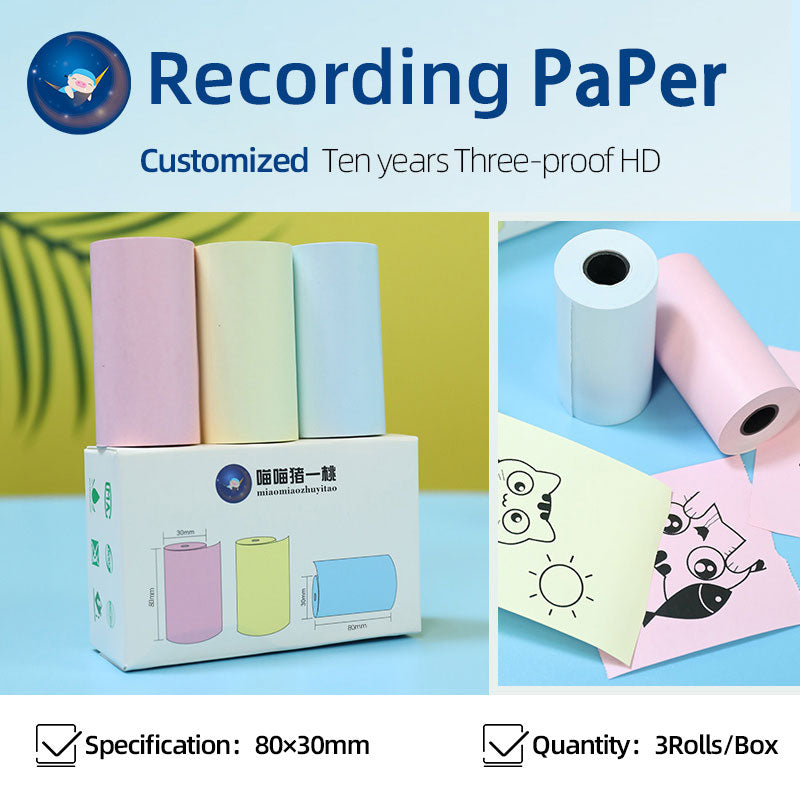 Paperang P3 3Rolls Paper Roll 80*30mm 77*30 10 Years Thermal Label Sticker Photo Paper White Color for Paperang P3 Photo Pocket Mini Printer