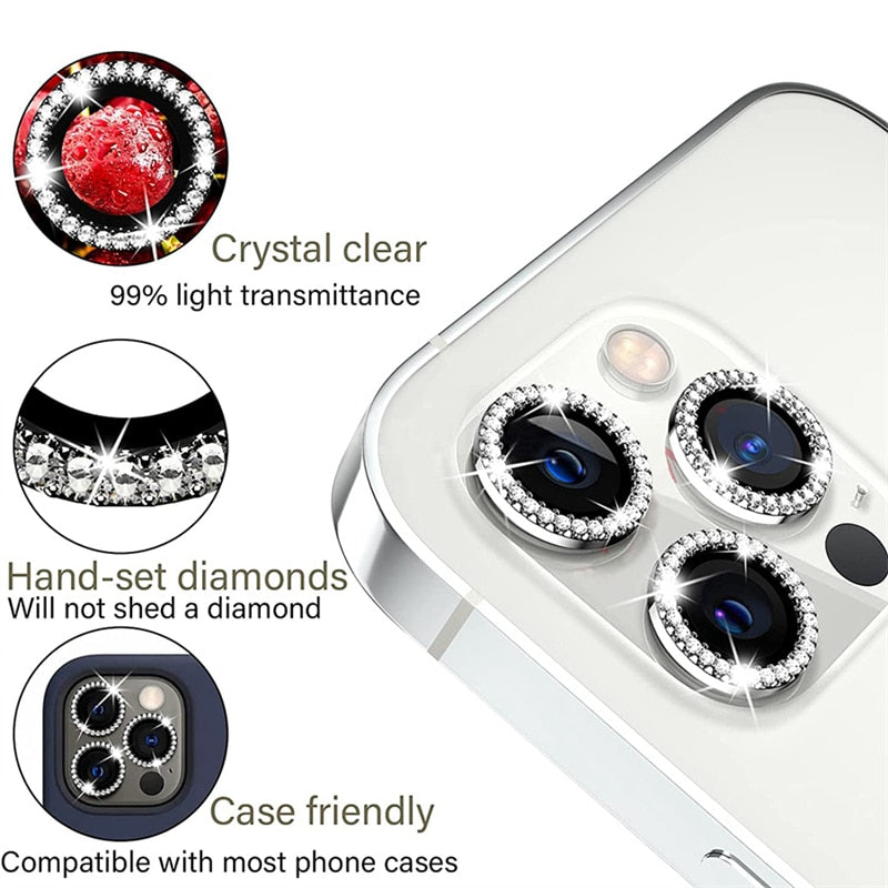 Camera Lens Protector Screen Diamond Case Tempered Glass For iPhone 11 12 13 14 Pro Max 12 Pro Max