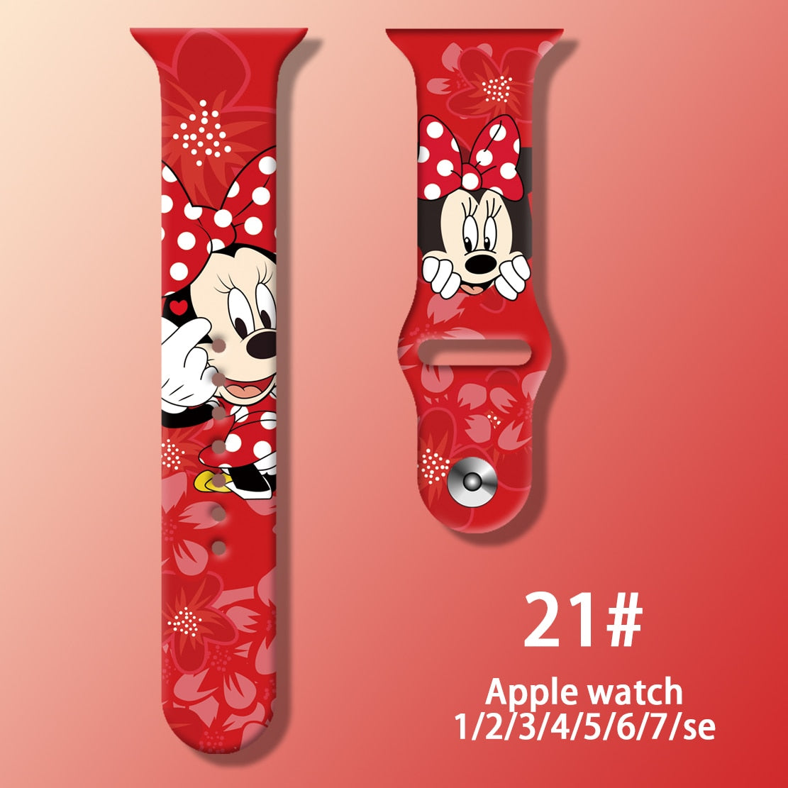 Smart watch strap Disney Mickey Minnie For Apple Watch Series 1 2 3 4 5 6 7 38mm, 40mm, 41mm 42mm, 44mm, 45mm