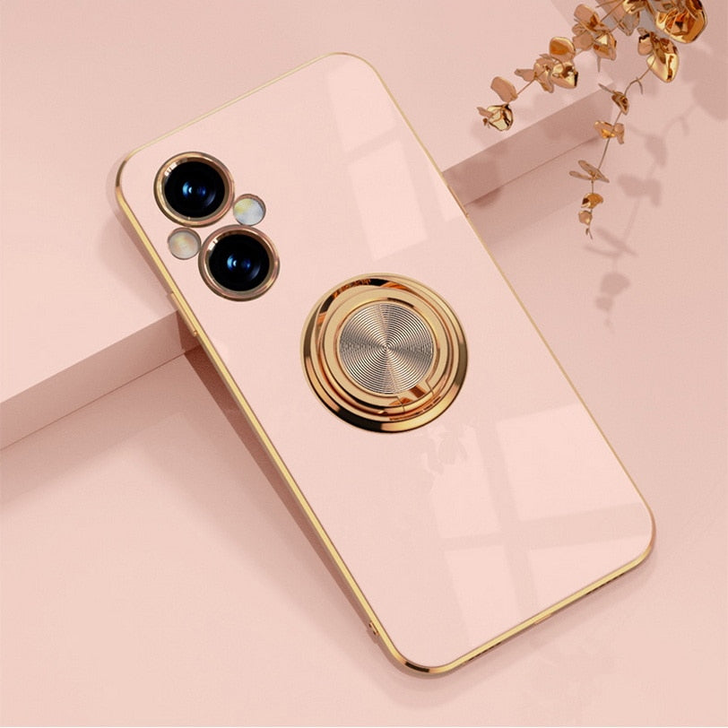 Phone Case For Oppo Find X5 Pro X5 Lite X3 Pro Silicone Car Holder Plating Cover For Oppo A96