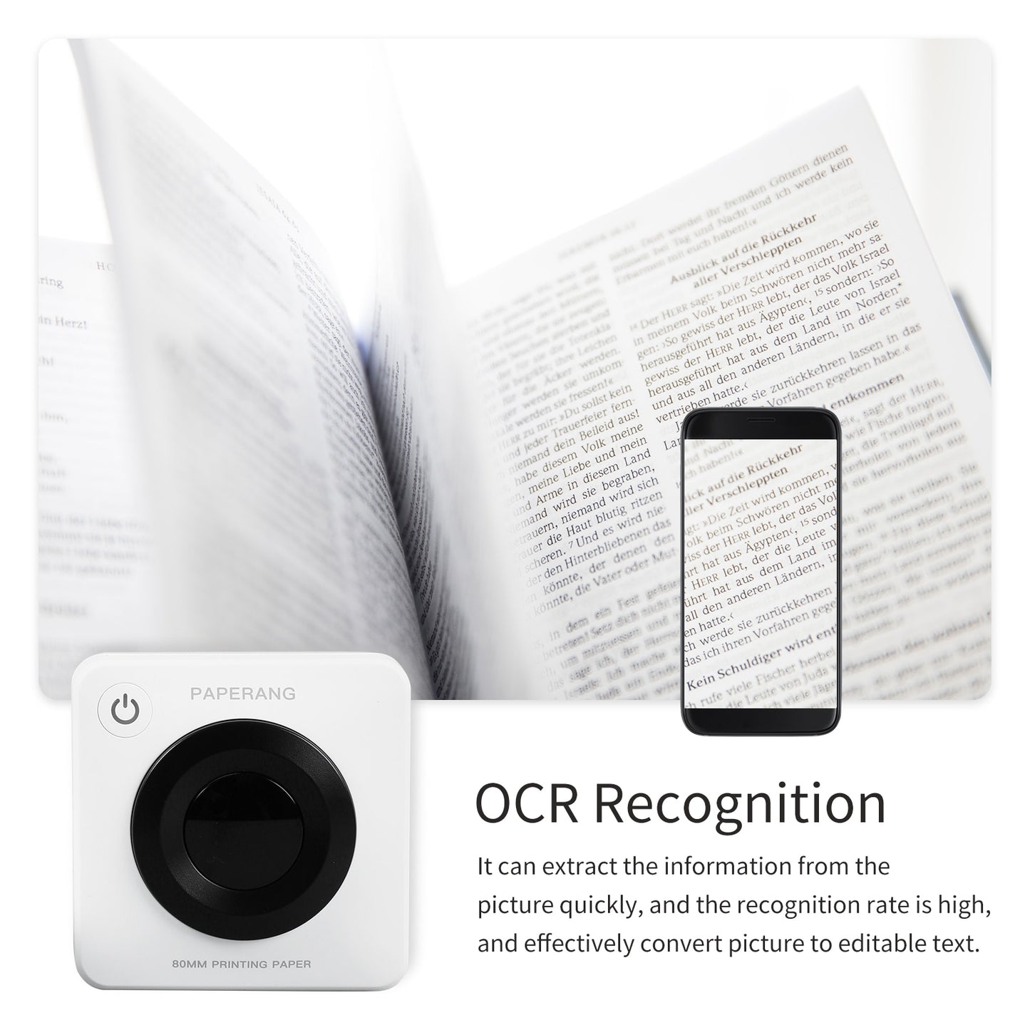 Paperang P3 80mm Pocket Photo Printer HD 300dpi Portable Thermal Printing Wireless Connection Compatible with Android iOS