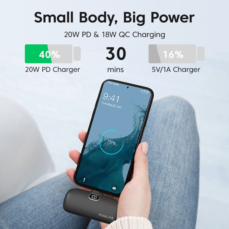 Mini Power Bank Portable Charger 5000mAh QC PD Fast Charging For iPhone 12 13 14 Samsung