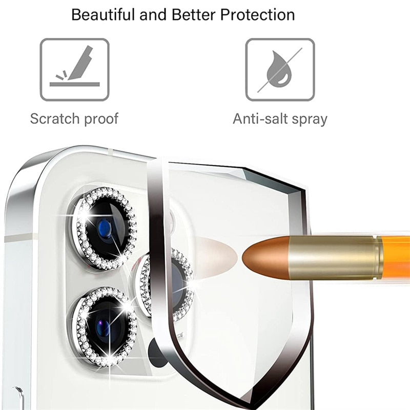 Camera Lens Protector Screen Diamond Case Tempered Glass For iPhone 11 12 13 14 Pro Max 12 Pro Max