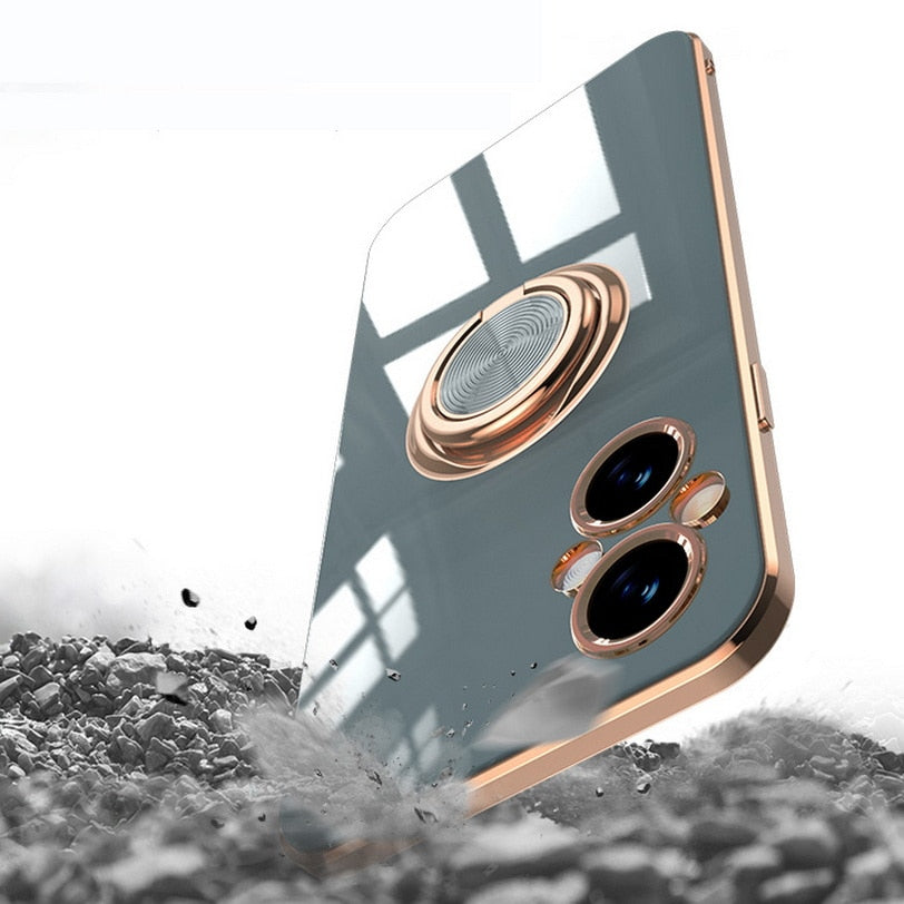 Phone Case For Oppo Find X5 Pro X5 Lite X3 Pro Silicone Car Holder Plating Cover For Oppo A96