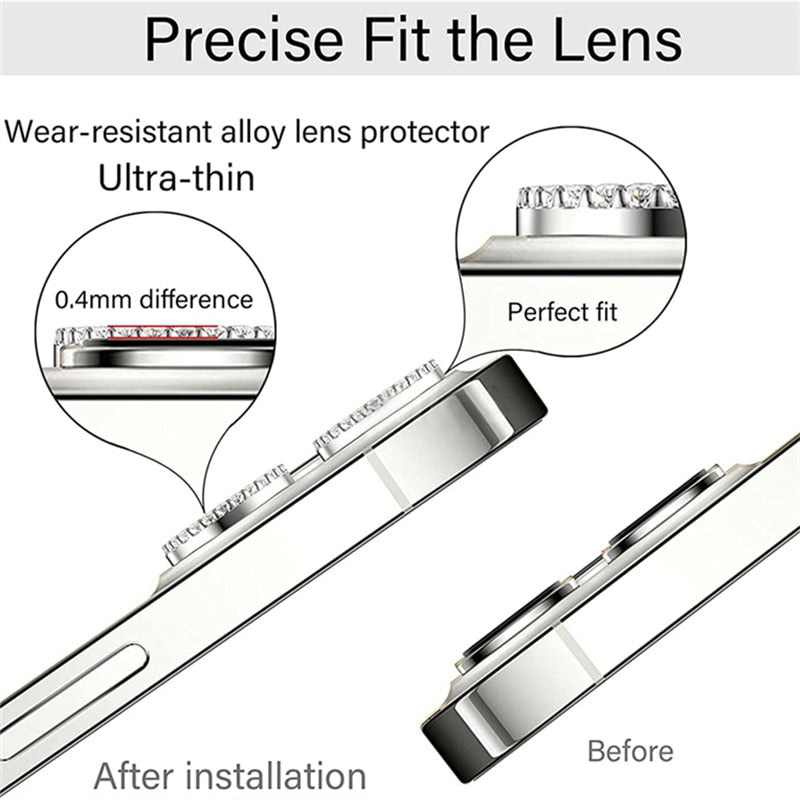 Camera Lens Protector Screen Diamond Case Tempered Glass For iPhone 11 12 13 14 Pro Max 12 Pro Max