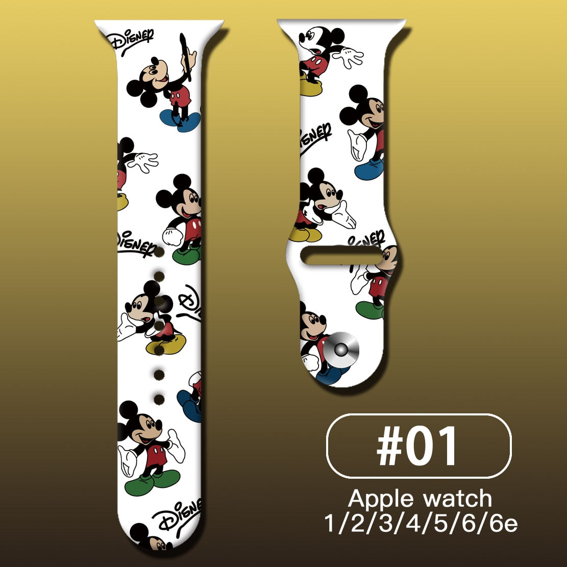 Smart watch strap Disney Mickey Minnie For Apple Watch Series 1 2 3 4 5 6 7 38mm, 40mm, 41mm 42mm, 44mm, 45mm