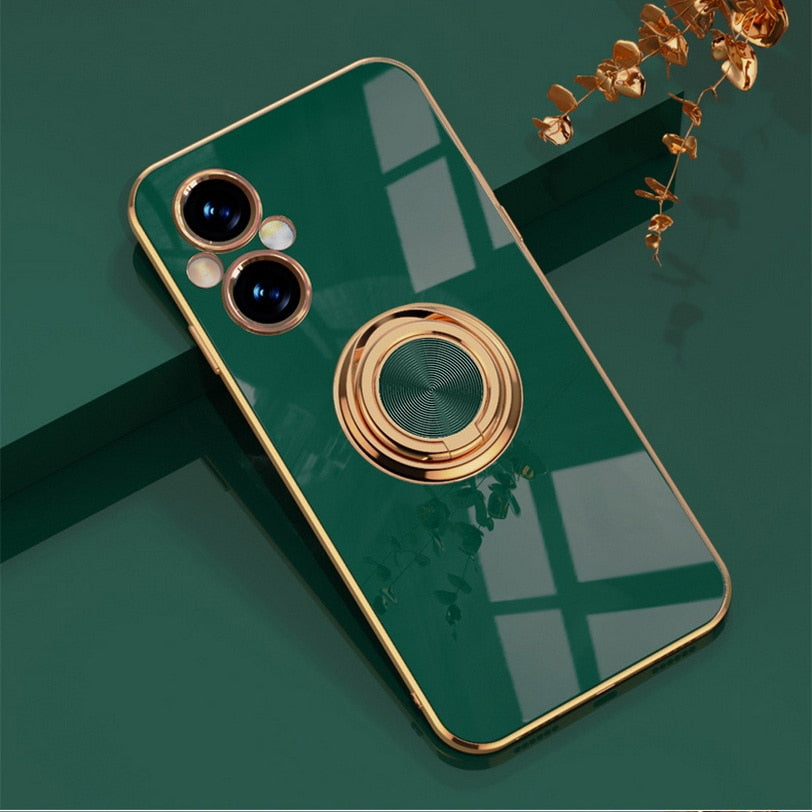 Phone Case For Oppo Find X5 Pro X5 Lite X3 Pro Silicone Car Holder Plating Cover For Oppo A96