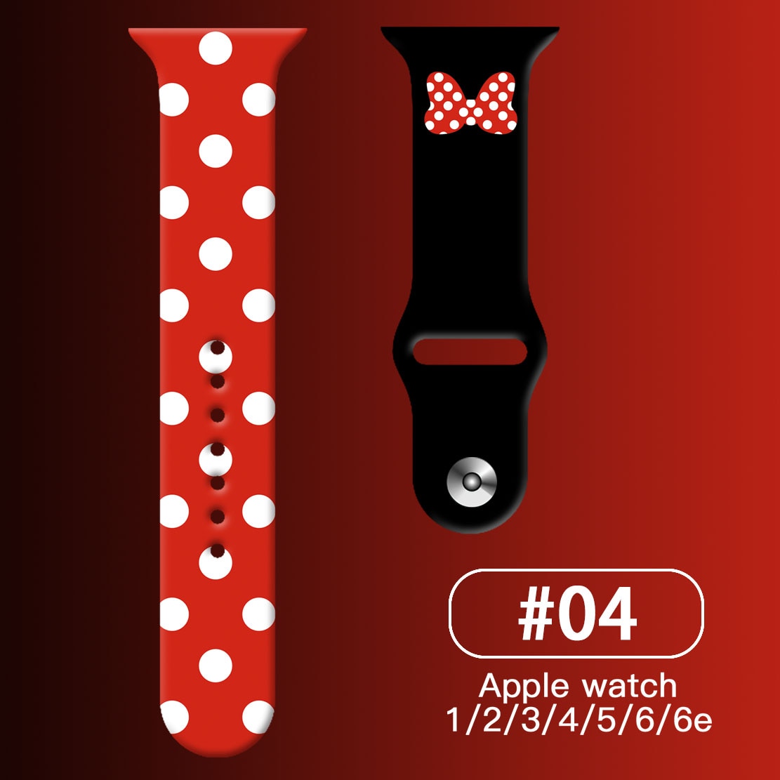 Smart watch strap Disney Mickey Minnie For Apple Watch Series 1 2 3 4 5 6 7 38mm, 40mm, 41mm 42mm, 44mm, 45mm