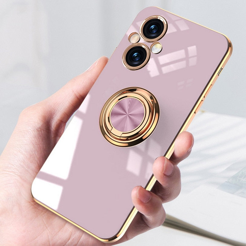 Phone Case For Oppo Find X5 Pro X5 Lite X3 Pro Silicone Car Holder Plating Cover For Oppo A96