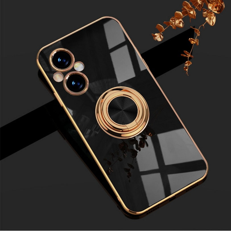 Phone Case For Oppo Find X5 Pro X5 Lite X3 Pro Silicone Car Holder Plating Cover For Oppo A96