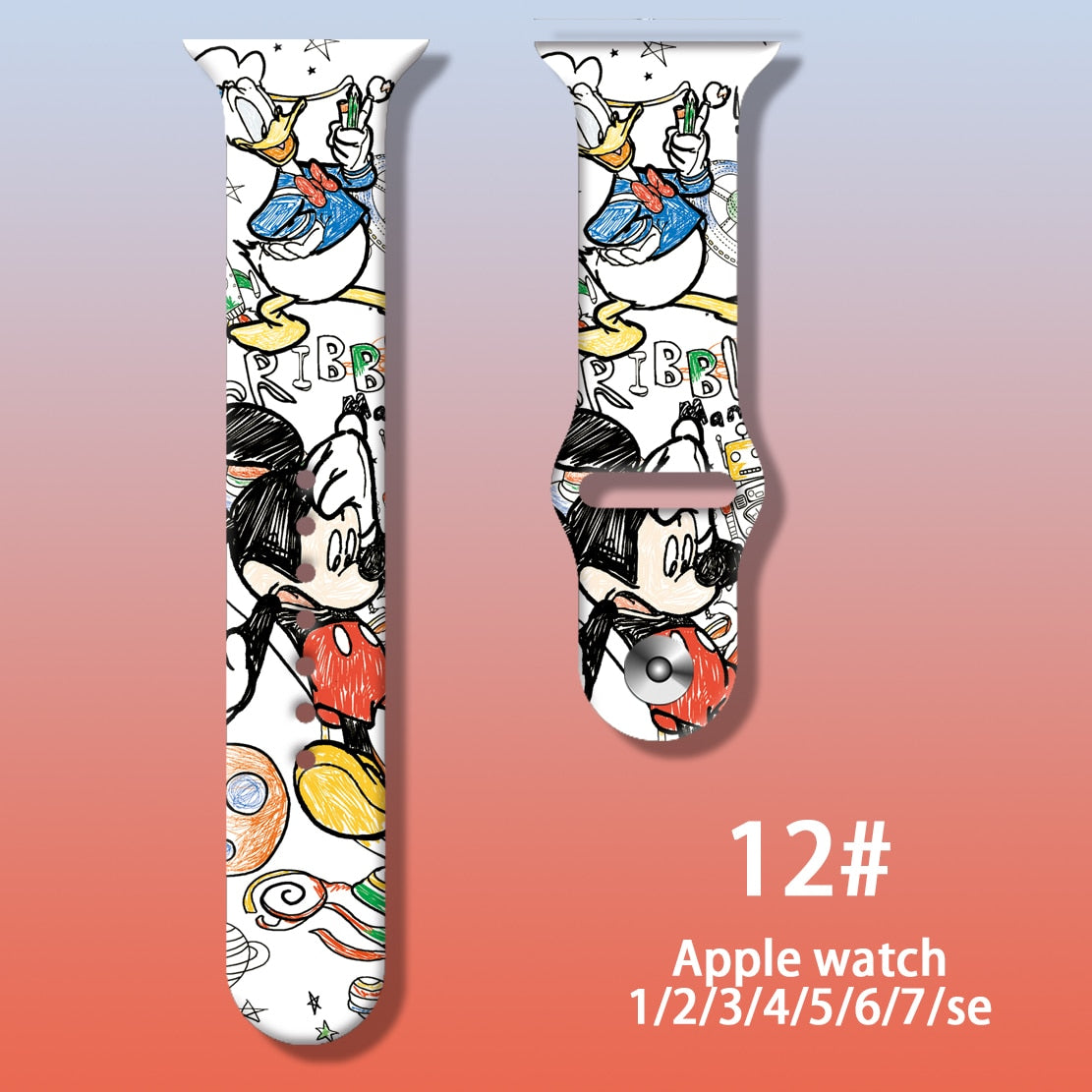 Smart watch strap Disney Mickey Minnie For Apple Watch Series 1 2 3 4 5 6 7 38mm, 40mm, 41mm 42mm, 44mm, 45mm
