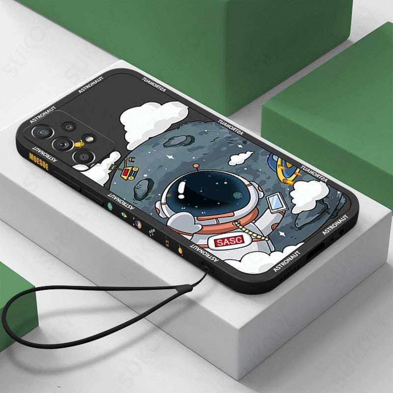Phone Case Astronaut Hand Lanyard For Samsung Galaxy S20 FE S21 FE S22 Ultra S23 Plus Silicon