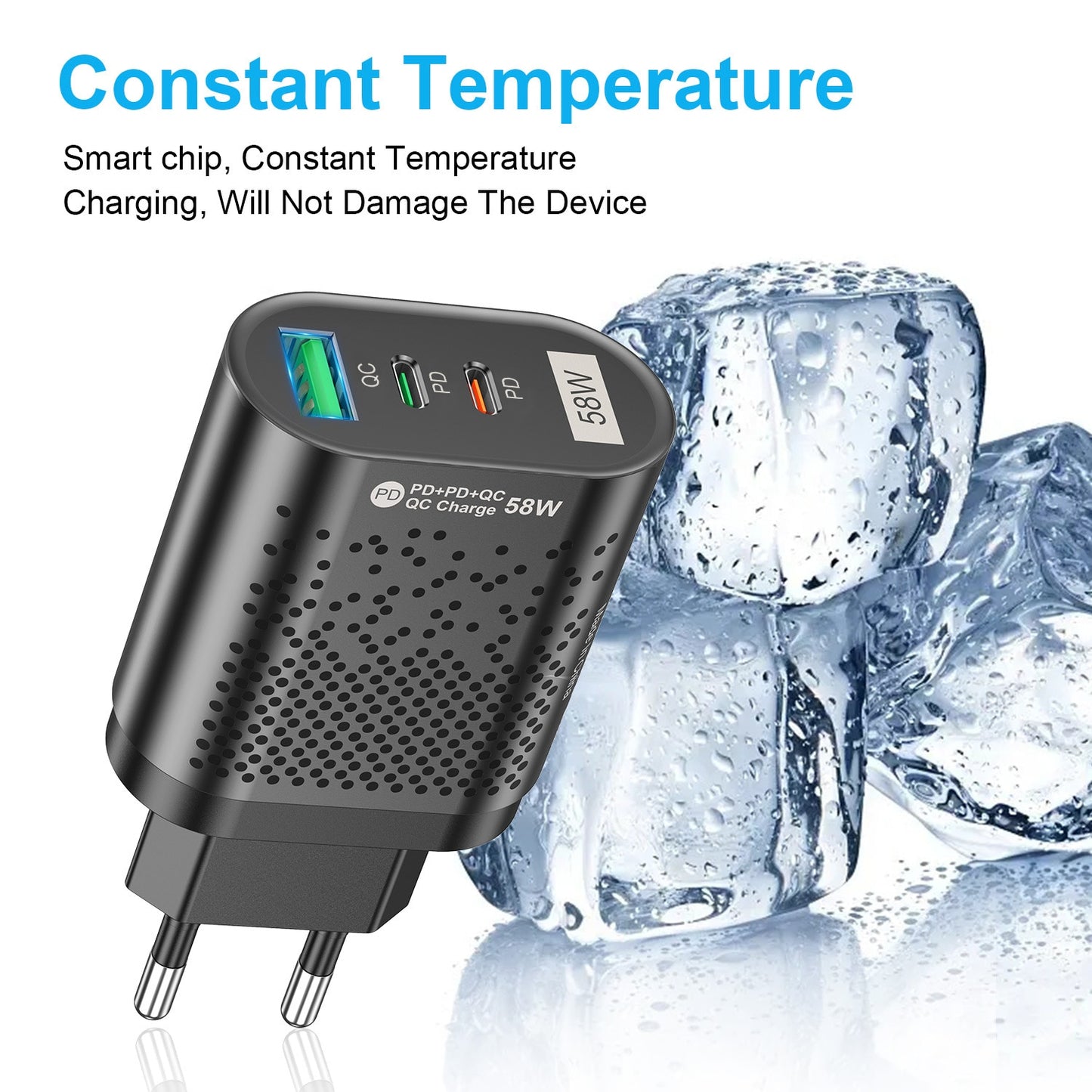 Charger 58W Fast Charger QC3.0 Type-C USB-C Chargers For iPhone Huwawei Xiaomi Samsung