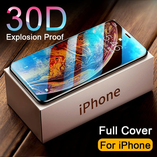 Screen Protector 30D Full Cover Tempered Glass on For iPhone 11 12 13 14 Pro Max