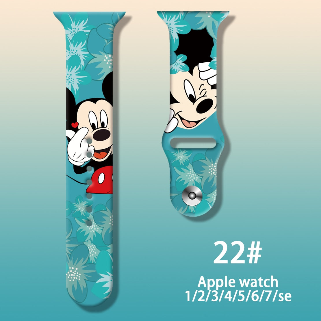 Smart watch strap Disney Mickey Minnie For Apple Watch Series 1 2 3 4 5 6 7 38mm, 40mm, 41mm 42mm, 44mm, 45mm