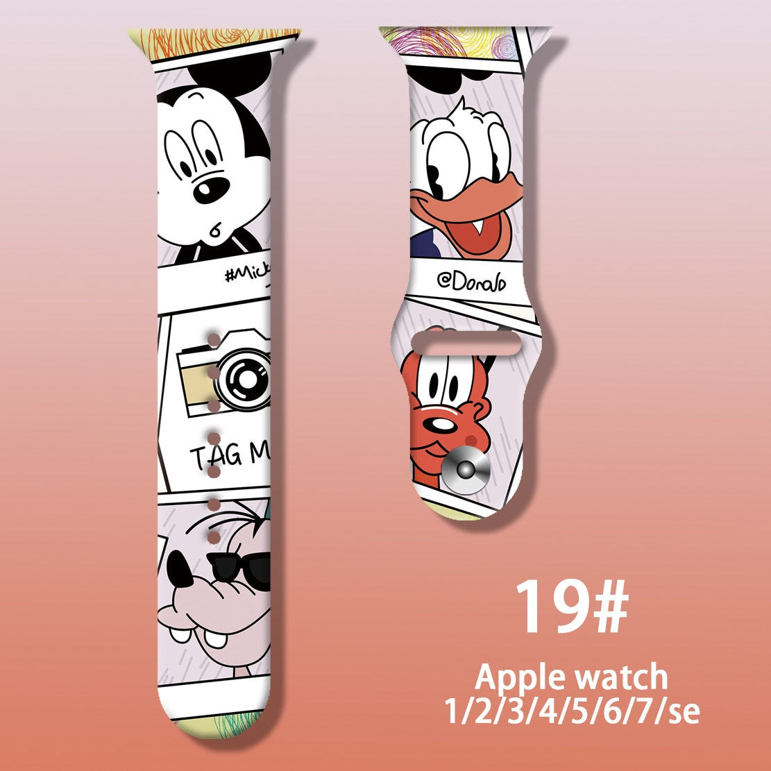 Smart watch strap Disney Mickey Minnie For Apple Watch Series 1 2 3 4 5 6 7 38mm, 40mm, 41mm 42mm, 44mm, 45mm