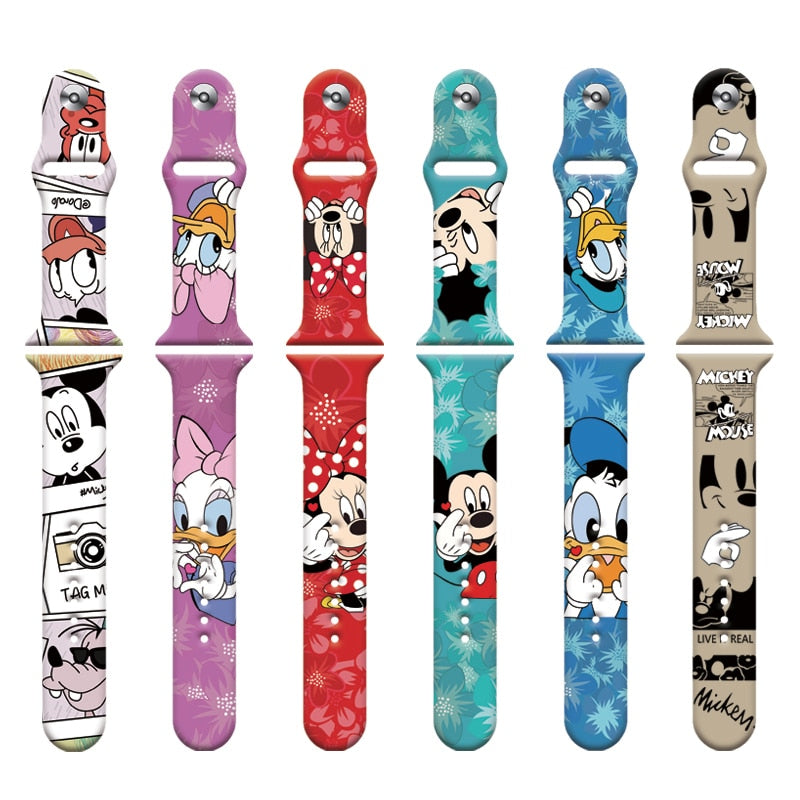Smart watch strap Disney Mickey Minnie For Apple Watch Series 1 2 3 4 5 6 7 38mm, 40mm, 41mm 42mm, 44mm, 45mm
