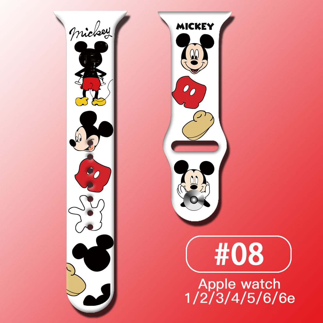 Smart watch strap Disney Mickey Minnie For Apple Watch Series 1 2 3 4 5 6 7 38mm, 40mm, 41mm 42mm, 44mm, 45mm
