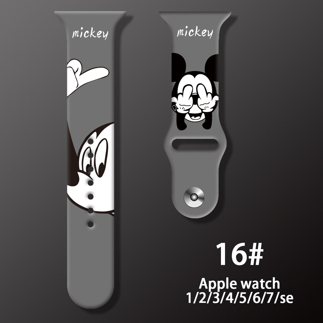 Smart watch strap Disney Mickey Minnie For Apple Watch Series 1 2 3 4 5 6 7 38mm, 40mm, 41mm 42mm, 44mm, 45mm