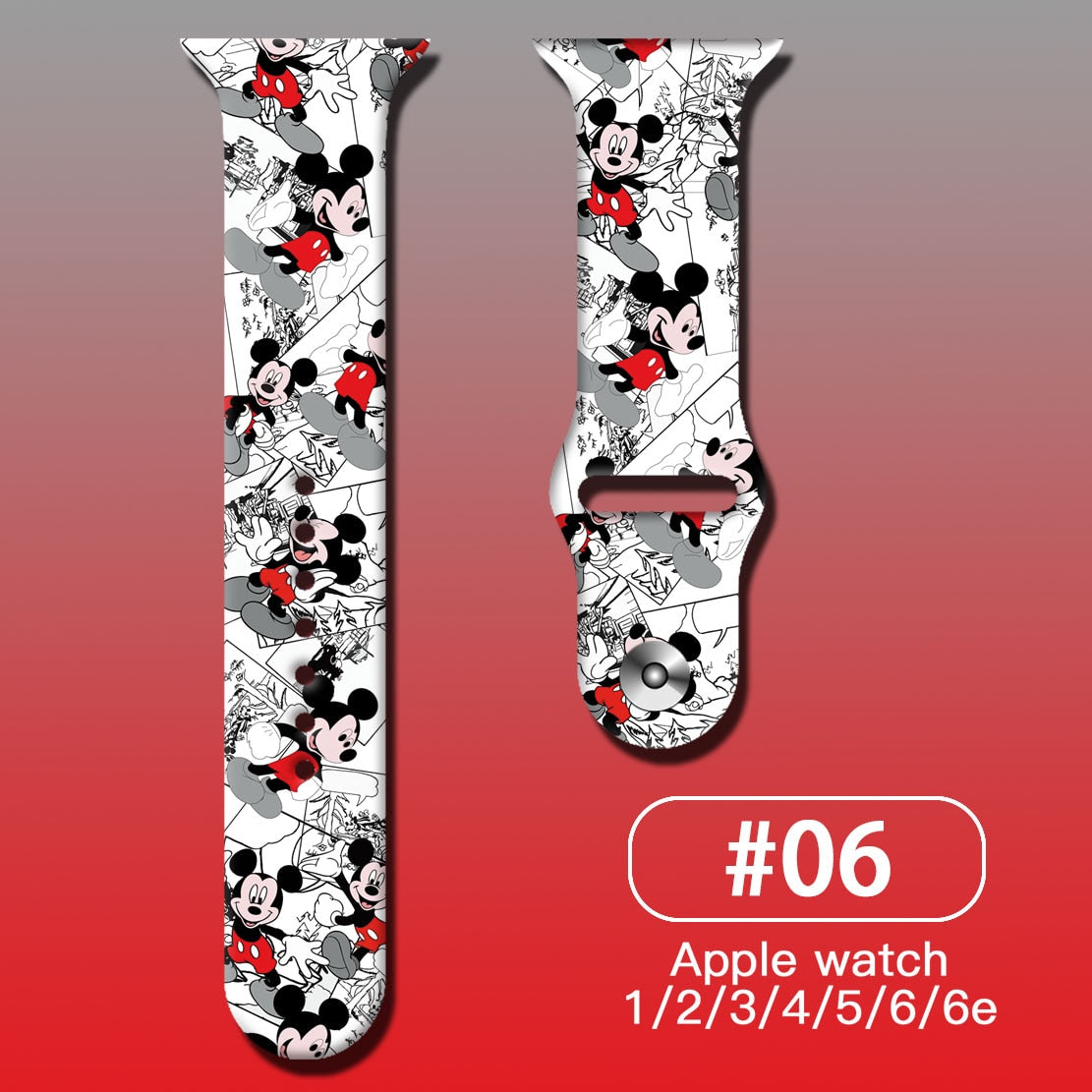 Smart watch strap Disney Mickey Minnie For Apple Watch Series 1 2 3 4 5 6 7 38mm, 40mm, 41mm 42mm, 44mm, 45mm
