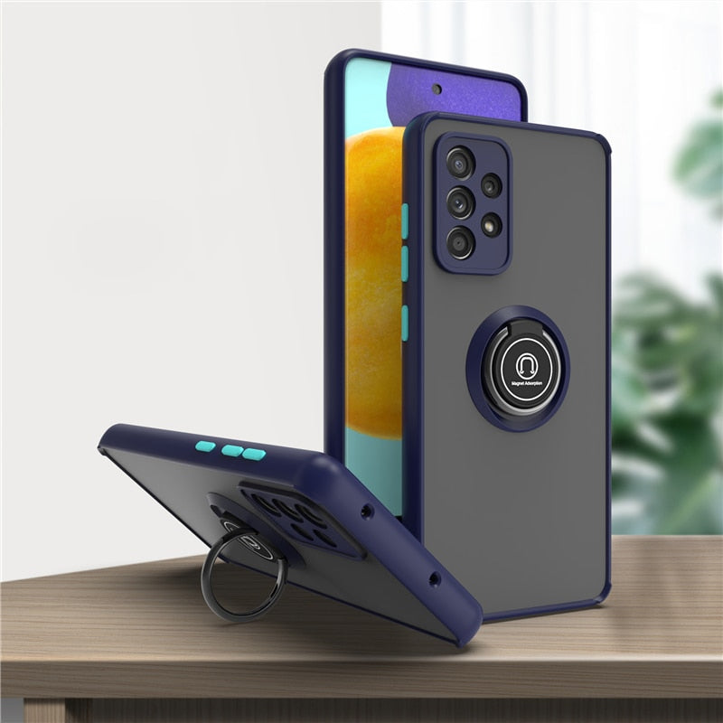 Phone Case Shockproof Magnetic For Samsung S20 S21 FE S22 Ultra Note 20 S10E S10 S9 Plus Cover WithRing Holder