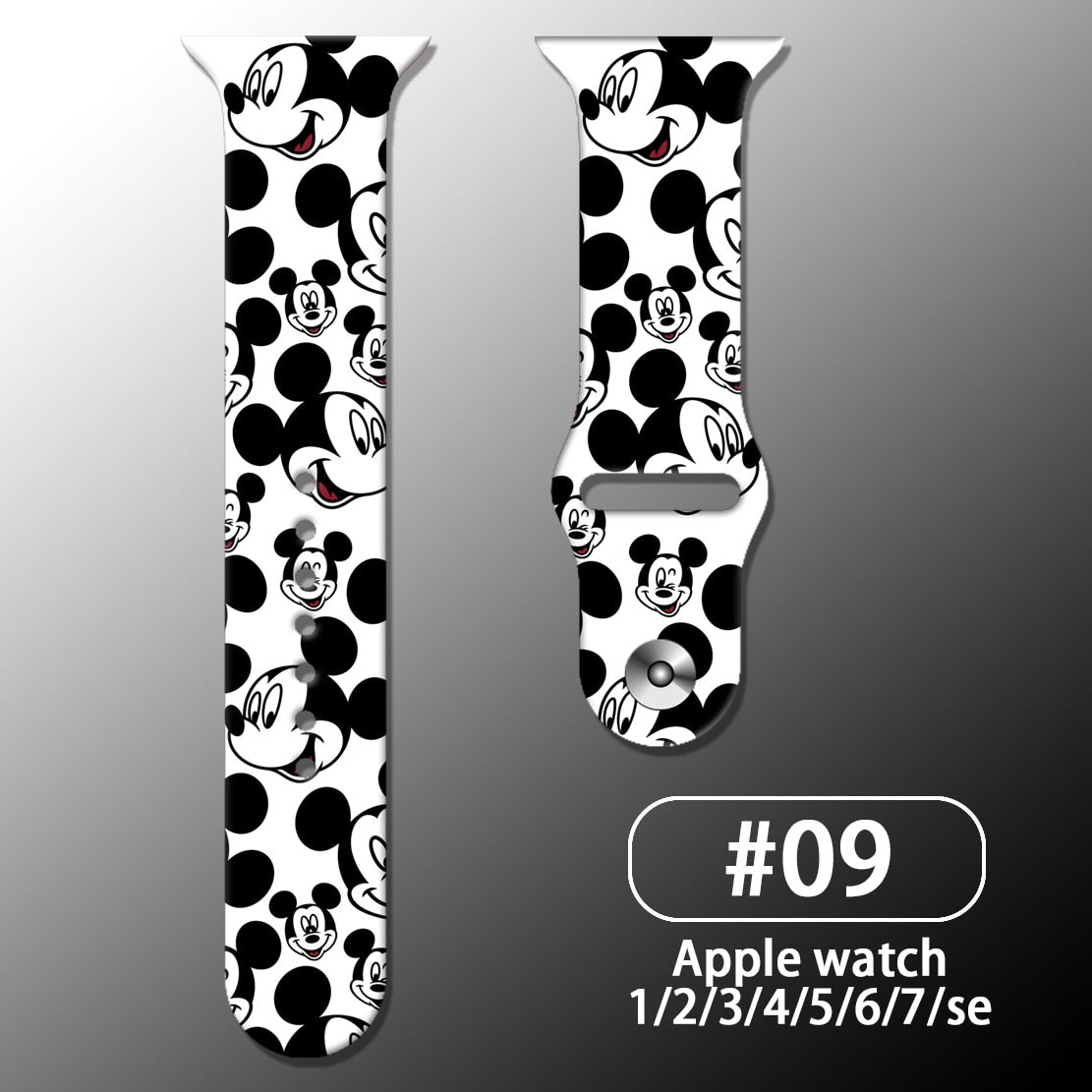 Smart watch strap Disney Mickey Minnie For Apple Watch Series 1 2 3 4 5 6 7 38mm, 40mm, 41mm 42mm, 44mm, 45mm