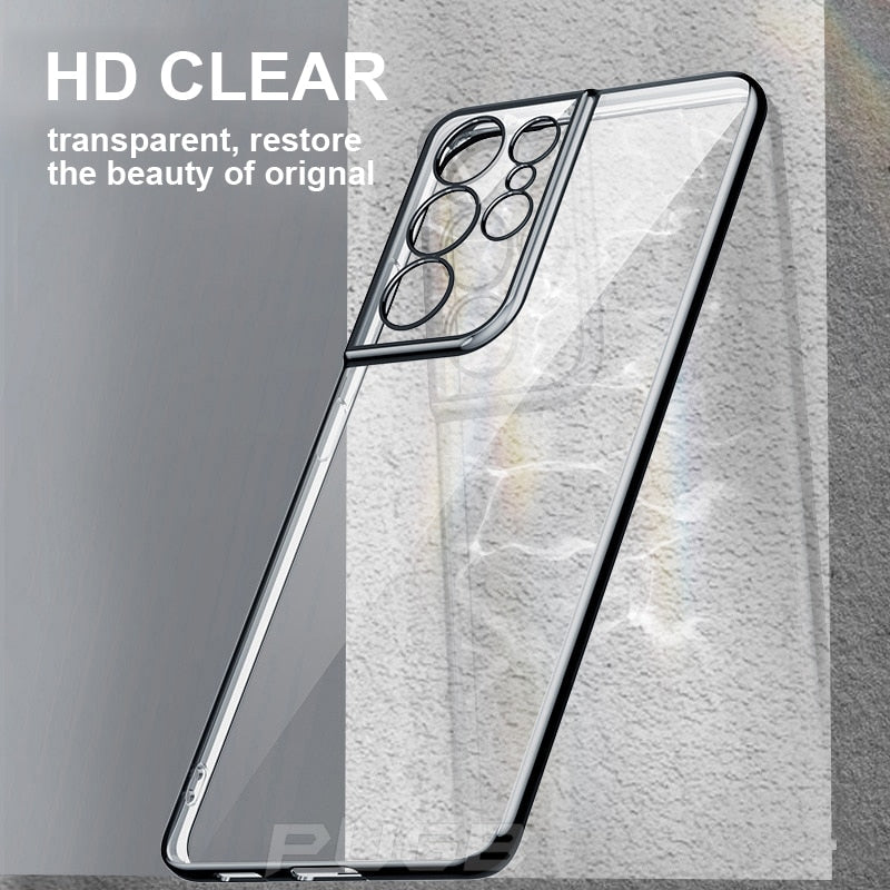 Phone Case Liquid SiliconeTransparent Soft Silicone For Samsung Galaxy S23 S22 S21 S20 Ultra Plus Slim Clear Shockproof Cover