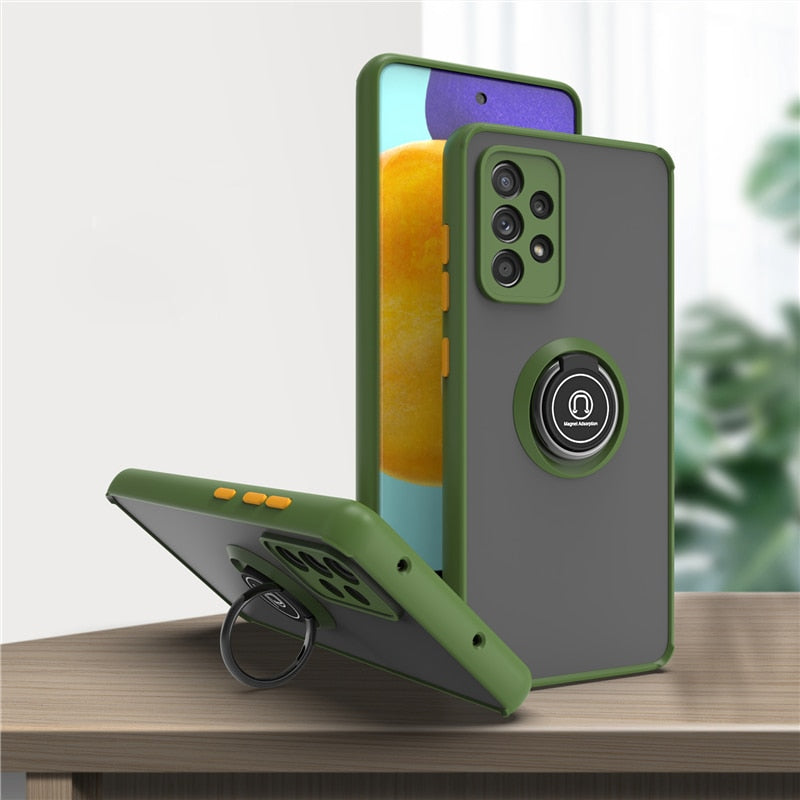 Phone Case Shockproof Magnetic For Samsung S20 S21 FE S22 Ultra Note 20 S10E S10 S9 Plus Cover WithRing Holder