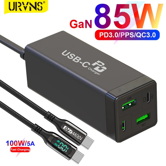 Charger GaN 4-Port 85W USB C Power Adapter PD 65W PPS 45W 20W QC3.0 Fast Charging Charger For Xiaomi Samsung iPhone 13 MacBook Pro
