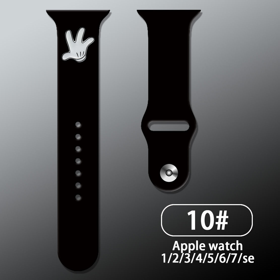 Smart watch strap Disney Mickey Minnie For Apple Watch Series 1 2 3 4 5 6 7 38mm, 40mm, 41mm 42mm, 44mm, 45mm