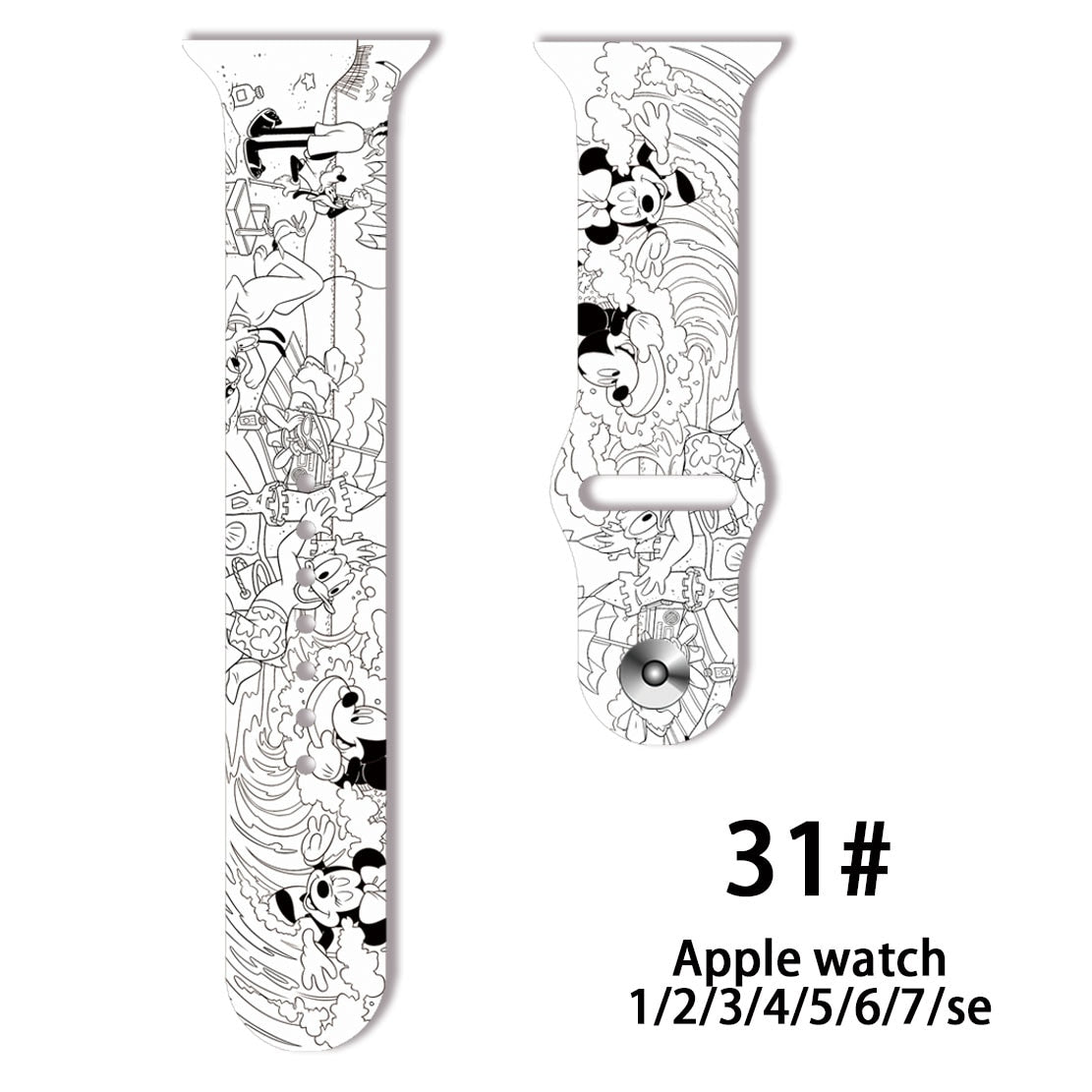 Smart watch strap Disney Mickey Minnie For Apple Watch Series 1 2 3 4 5 6 7 38mm, 40mm, 41mm 42mm, 44mm, 45mm