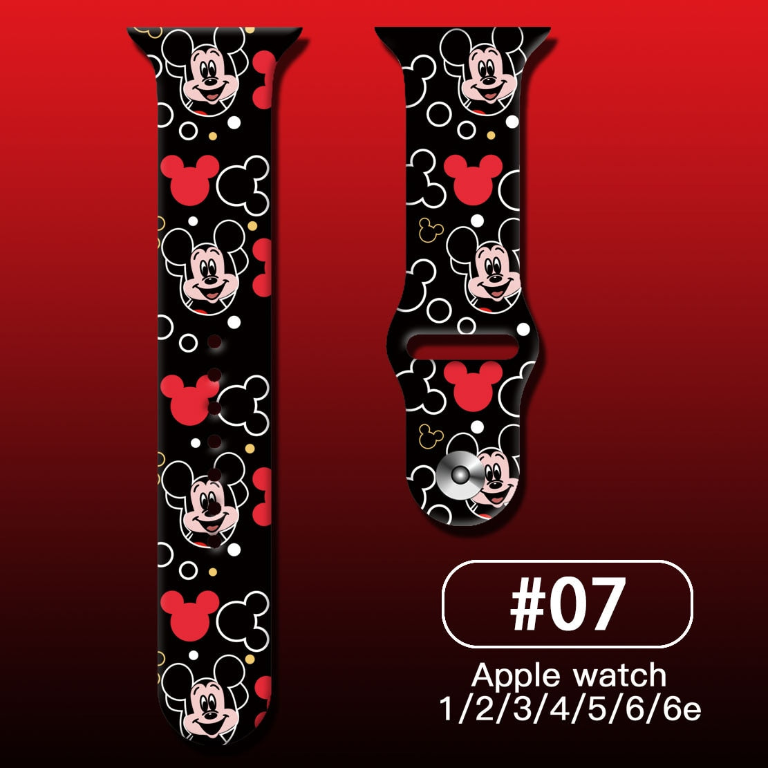 Smart watch strap Disney Mickey Minnie For Apple Watch Series 1 2 3 4 5 6 7 38mm, 40mm, 41mm 42mm, 44mm, 45mm