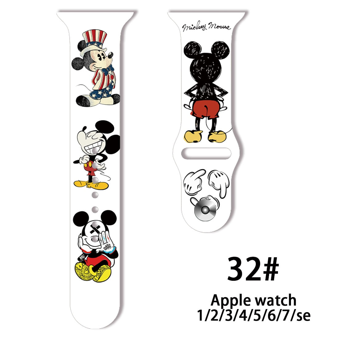 Smart watch strap Disney Mickey Minnie For Apple Watch Series 1 2 3 4 5 6 7 38mm, 40mm, 41mm 42mm, 44mm, 45mm